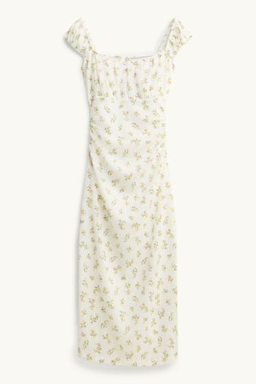 Donna - Vestito bodycon - a fiori - crema