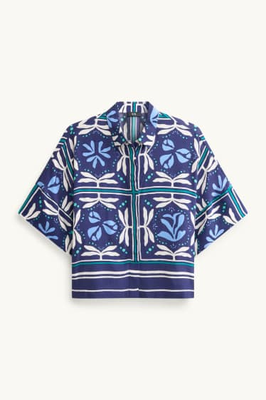 Damen - Bluse - gemustert - blau