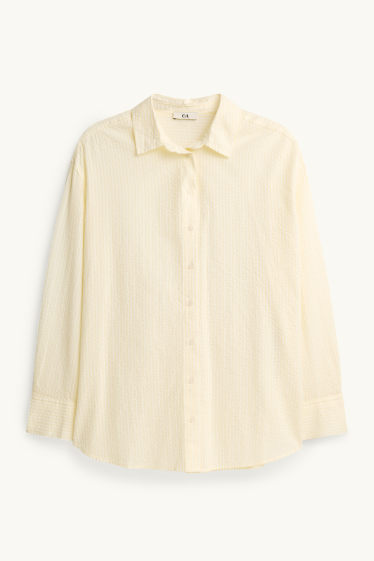 Dames - Overhemdblouse - gestreept - lichtgeel