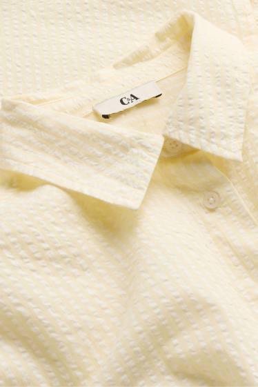 Dames - Overhemdblouse - gestreept - lichtgeel