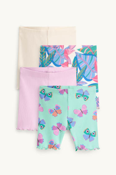 Children Girls - Multipack of 4 - cycling shorts - ribbed - green / pink