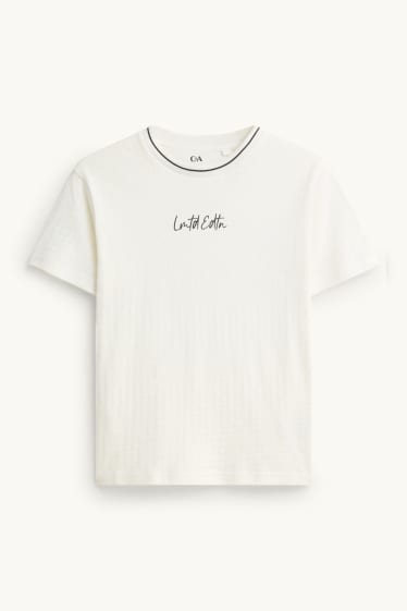 Enfants garçons - T-shirt - finition texturée - blanc crème