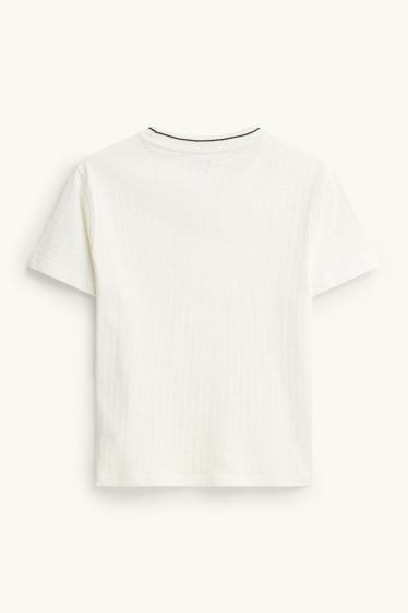Enfants garçons - T-shirt - finition texturée - blanc crème