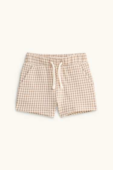 Baby Jungen - Baby-Shorts - kariert - beige / braun