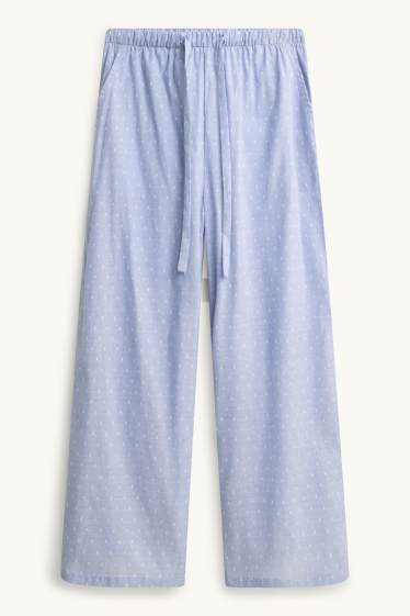 Dámské - Pyžamové kalhoty - puntíkované - modrá