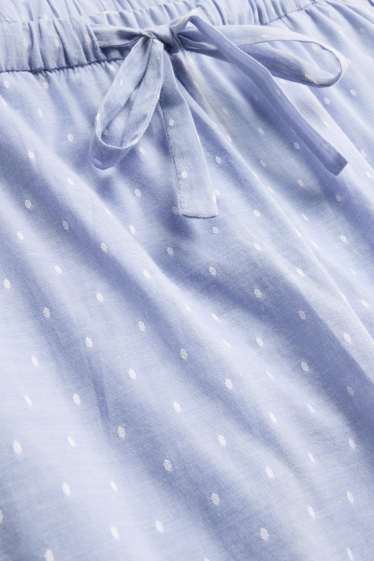 Dámské - Pyžamové kalhoty - puntíkované - modrá
