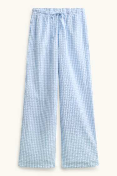 Femmes - Bas de pyjama - à carreaux - bleu clair