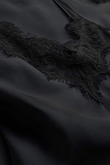 Women - Satin dress - straight fit - black