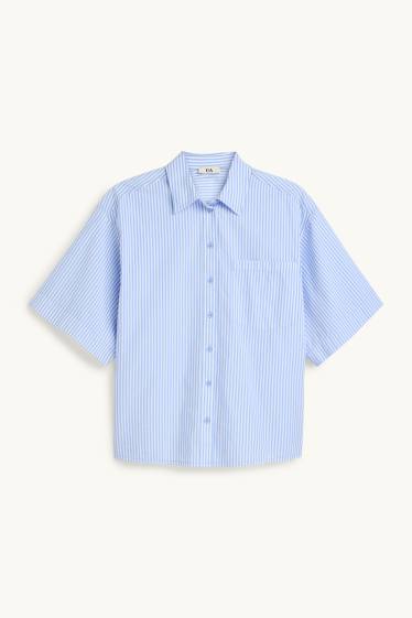 Damen - Hemdbluse - gestreift - hellblau