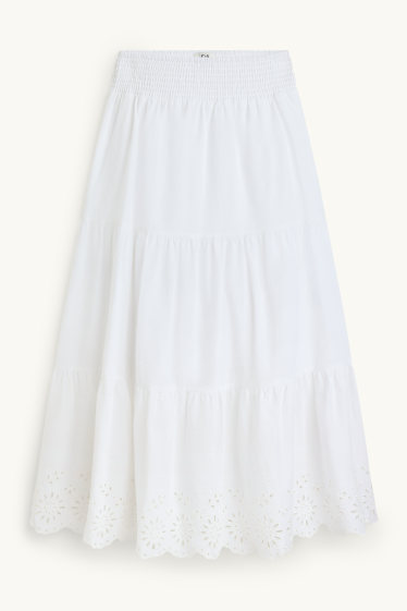 Dames - Rok - broderie Anglaise - wit