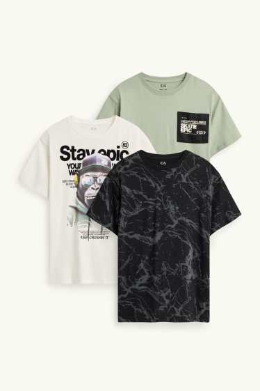 Kinder Jungen - Multipack 3er - Gorilla - Kurzarmshirt - weiss