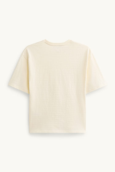 Děti - chlapci - Tričko s krátkým rukávem - pruhované - strukturované - krémově bílá