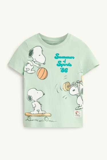 Kinder Buben - Peanuts - Kurzarmshirt - hellgrün