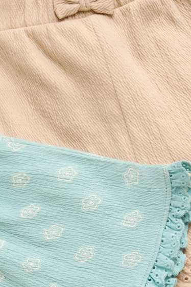 Bebeluși - fete - Multipack 3 perechi - floricele - pantaloni scurți bebeluși - roz / albastru deschis