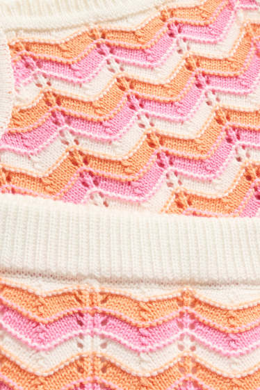 Bambine - Set - top e shorts in maglia - 2 pezzi - fantasia - rosa / arancione