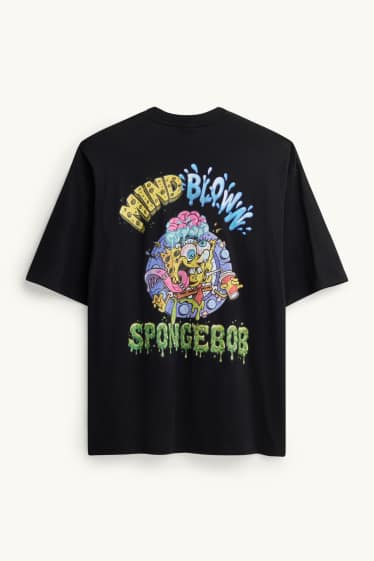 Herren - T-Shirt - Relaxed Fit - SpongeBob Schwammkopf - schwarz