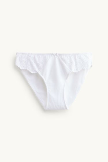 Femei - Chiloți - broderie englezească - alb