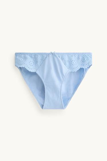 Femei - Chiloți - broderie englezească - albastru deschis