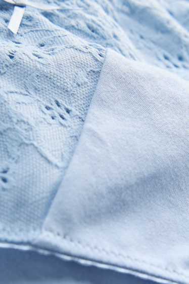 Femei - Chiloți model brazilian - broderie englezească - albastru deschis