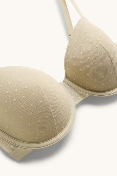 Damen - BH mit Bügel - DEMI - wattiert - gepunktet - hellgelb