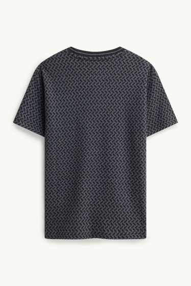 Kinder Buben - Kurzarmshirt - gemustert - schwarz