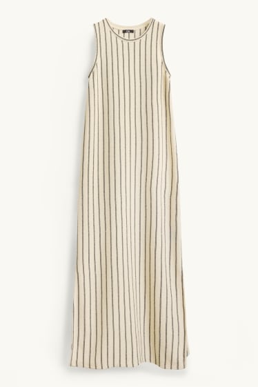 Femmes - Robe en maille - straight fit - à rayures - blanc crème
