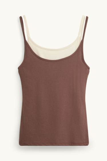 Femmes - Haut - look 2-en-1 - marron