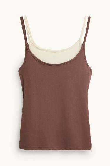 Femmes - Haut - look 2-en-1 - marron