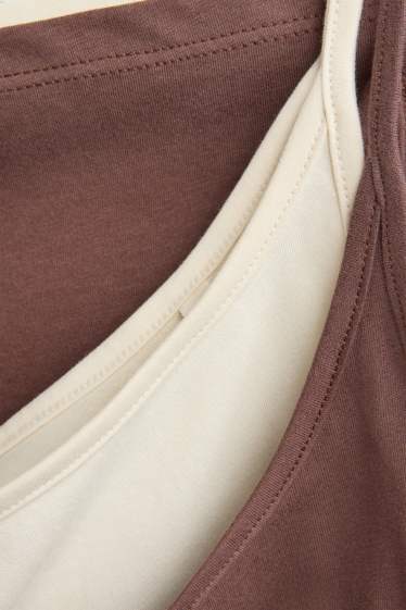 Femmes - Haut - look 2-en-1 - marron