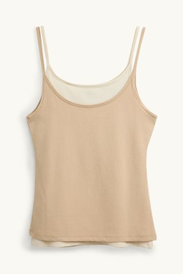 Femmes - Haut - look 2-en-1 - beige