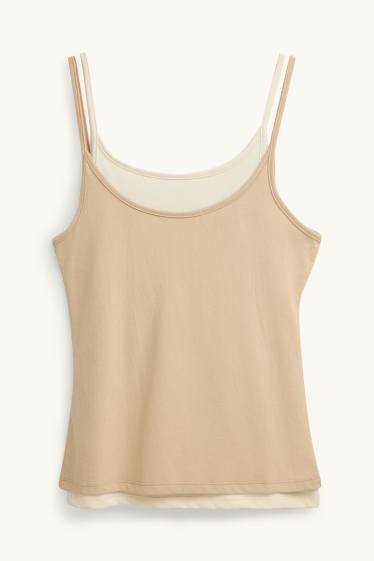 Femmes - Haut - look 2-en-1 - beige