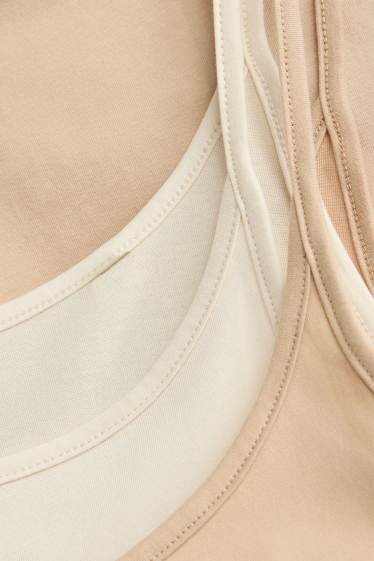 Femmes - Haut - look 2-en-1 - beige