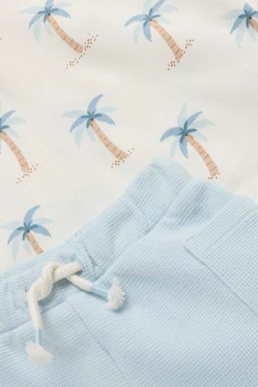 Baby Buben - Palme - Baby-Outfit - 2 teilig - weiß / blau