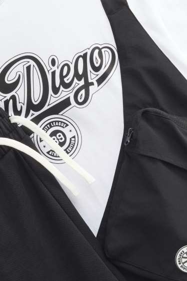 Kinderen: jongens - San Diego - set - T-shirt en short - 2-delig - zwart / wit