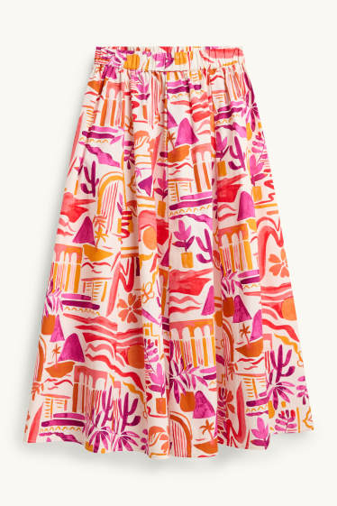 Dames - Rok - met patroon - rood / crème wit