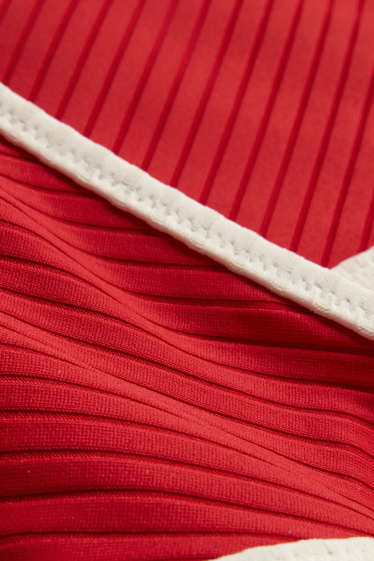 Damen - Bikini-Hose - Mid Waist - gerippt - rot