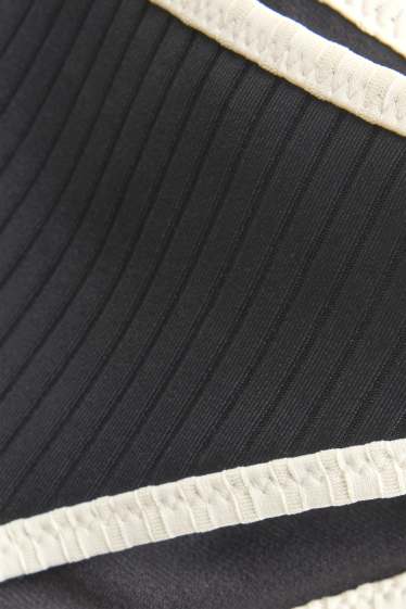 Damen - Bikini-Hose - Mid Waist - gerippt - schwarz