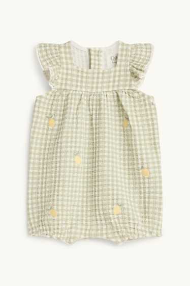 Baby Mädchen - Zitrone - Baby-Jumpsuit - kariert - grün