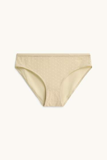 Damen - Slip - gepunktet - gelb