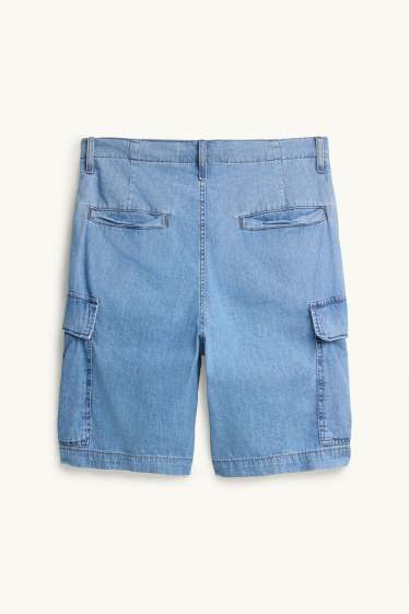 Herren - Jeans-Cargo-Shorts - Mid Waist - hellblau