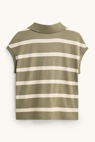 Dames - Poloshirt - regular fit - gestreept - lichtgroen