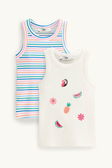 Copii - Fete - Multipack 2 buc. - motive tropicale - top - reiat - alb / roz