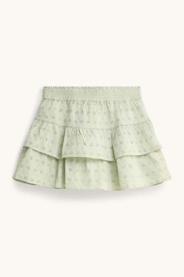 Women - Skirt - broderie anglaise - light green