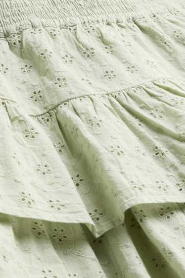 Women - Skirt - broderie anglaise - light green