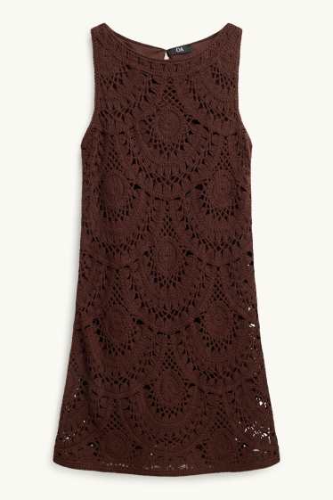 Mujer - Vestido de croché - con textura - marrón