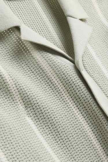 Herren - Strick-Hemd - Regular Fit - Reverskragen - gestreift - hellgrün