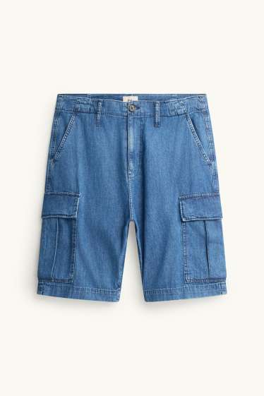 Herren - Jeans-Cargo-Shorts - Mid Waist - blau