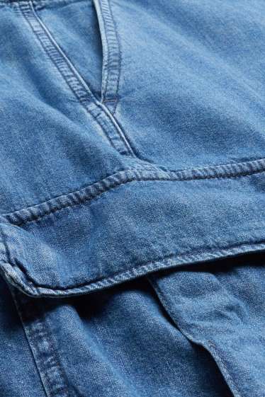 Herren - Jeans-Cargo-Shorts - Mid Waist - blau