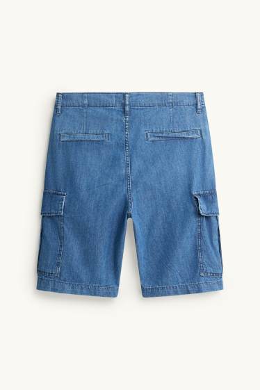 Herren - Jeans-Cargo-Shorts - Mid Waist - blau