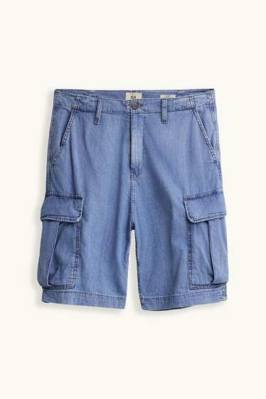 Herren - Jeans-Cargo-Shorts - Mid Waist - hellblau